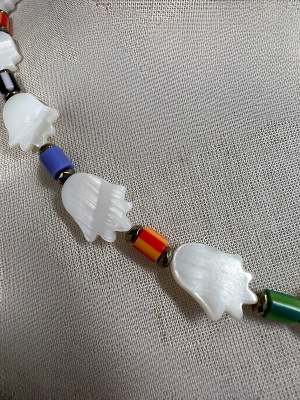 Hamsa shell necklace