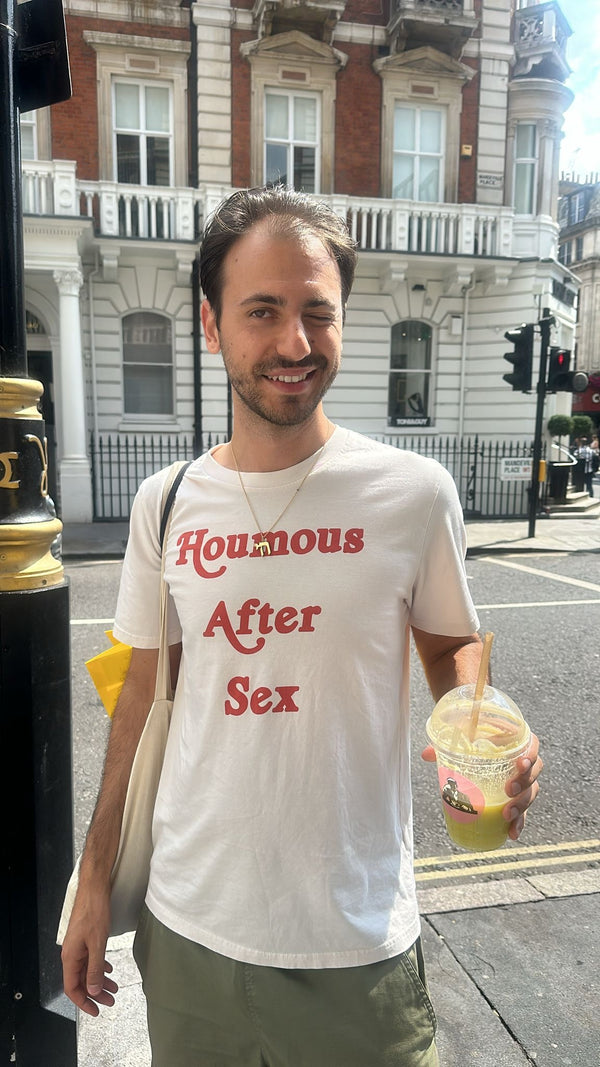 Houmous after sex t shirt red white